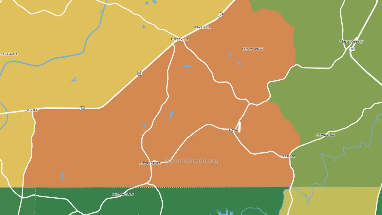Alton, VA Map of Drug-Related Crime Rates