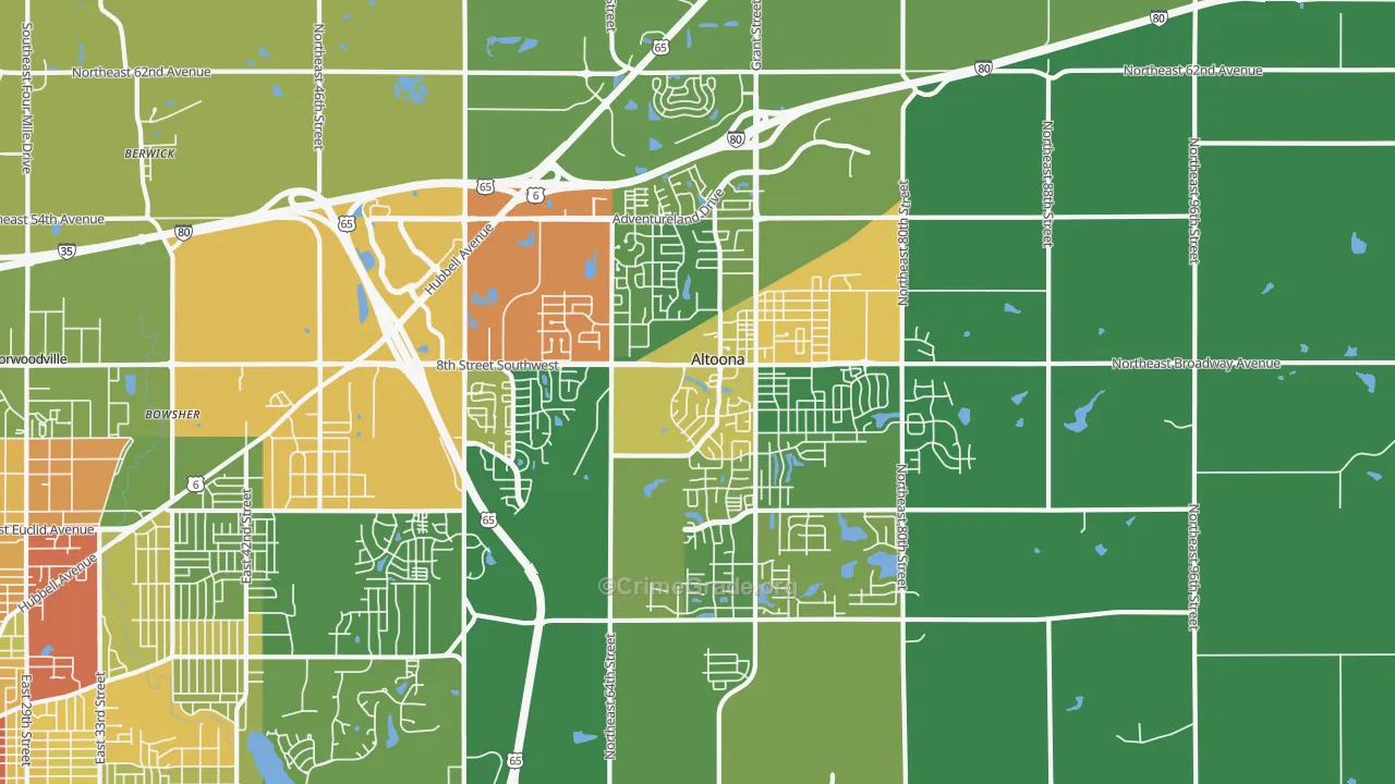Altoona, IA Map of Drug-Related Crime Rates