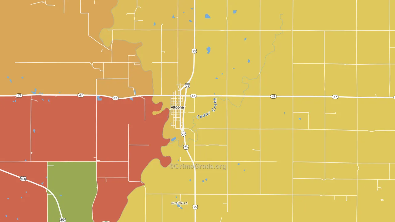 Altoona, KS Map of Drug-Related Crime Rates