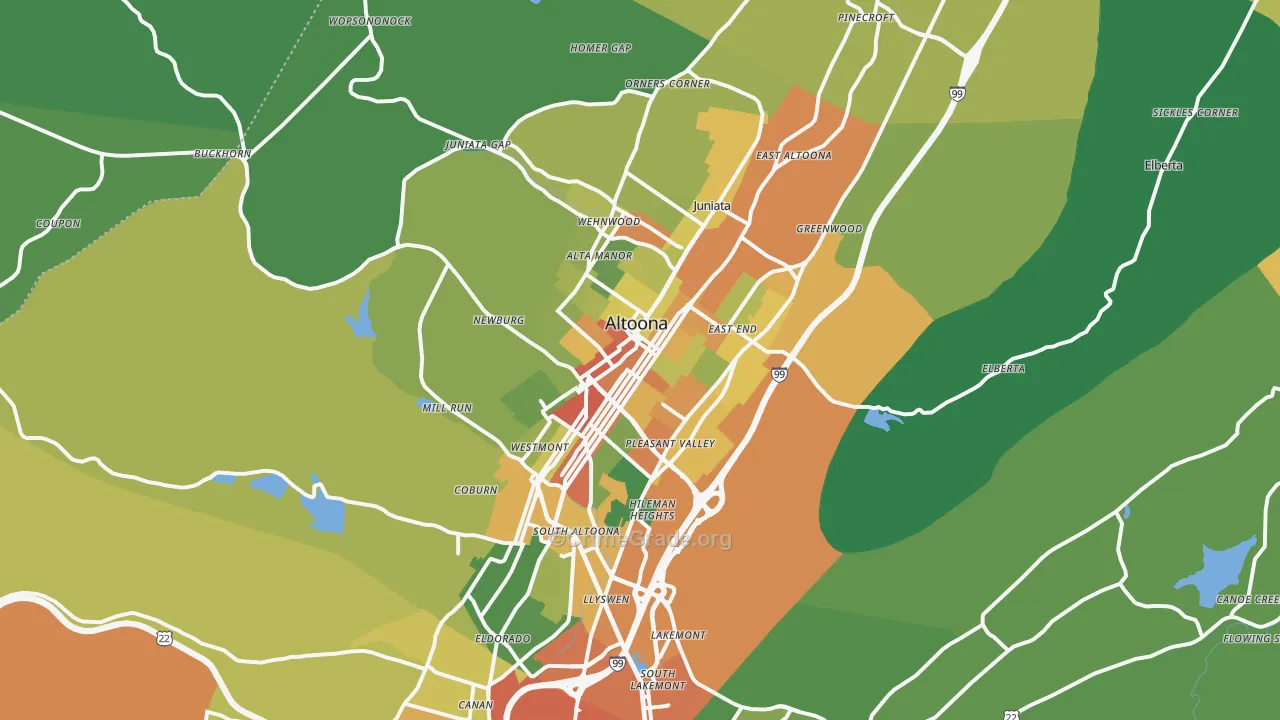 Altoona, PA Map of Drug-Related Crime Rates