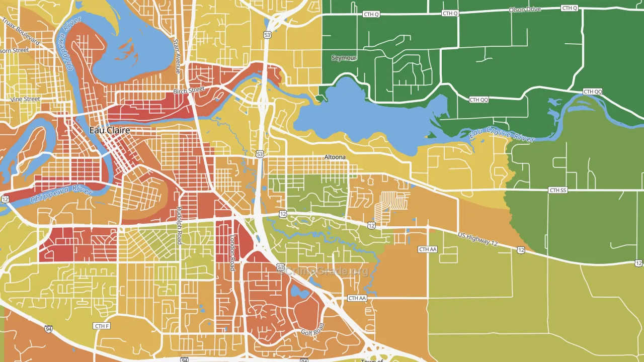 Altoona, WI Map of Drug-Related Crime Rates