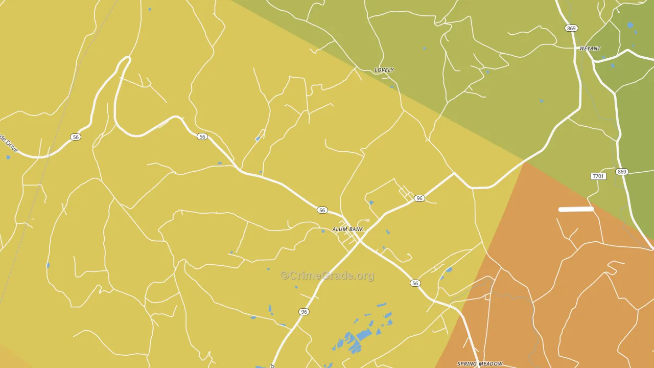 Alum Bank, PA Map of Drug-Related Crime Rates