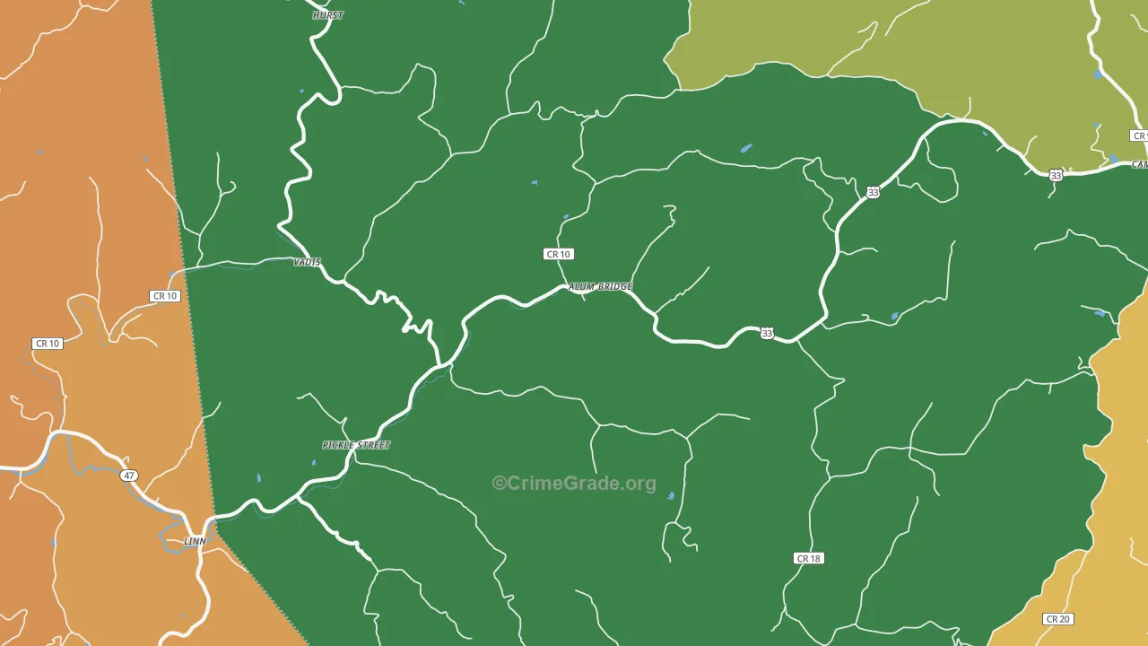 Alum Bridge, WV Map of Drug-Related Crime Rates
