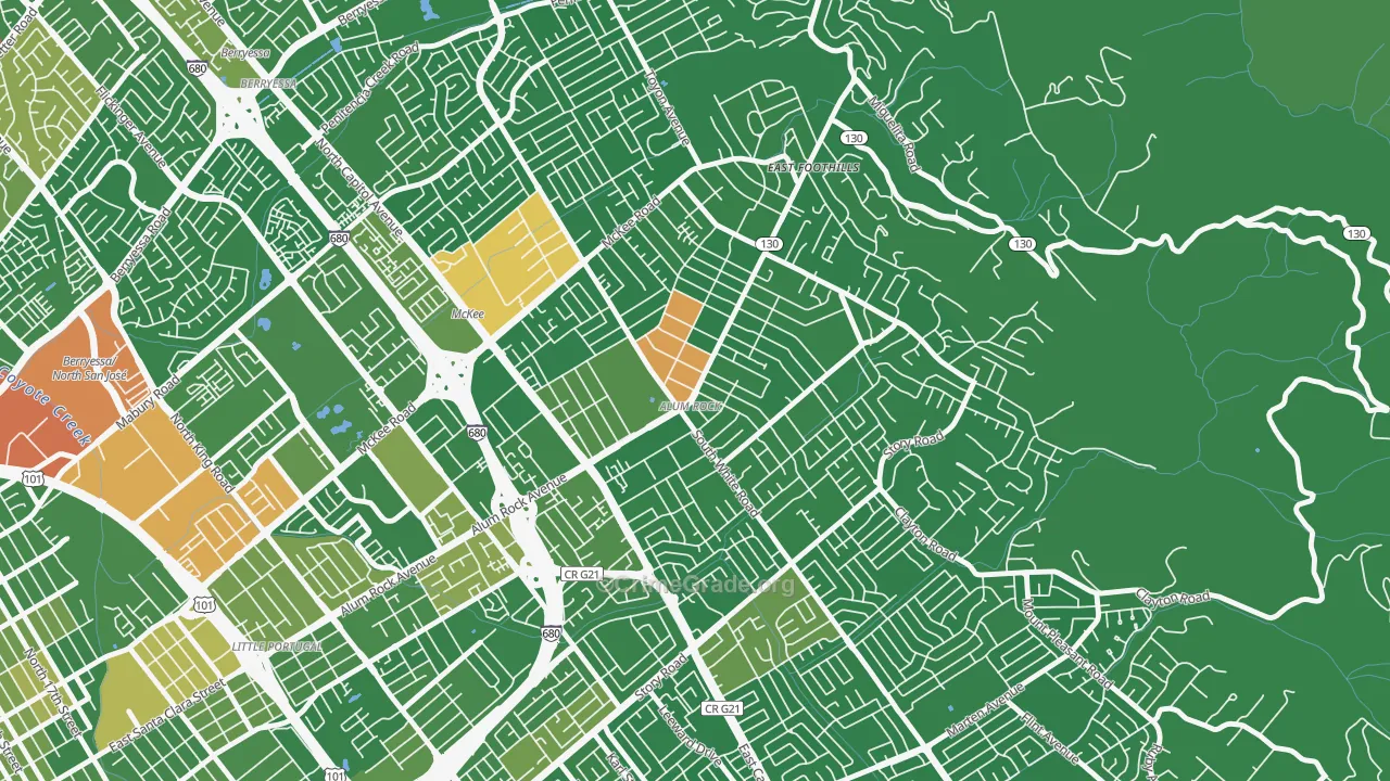 Alum Rock, CA Map of Drug-Related Crime Rates