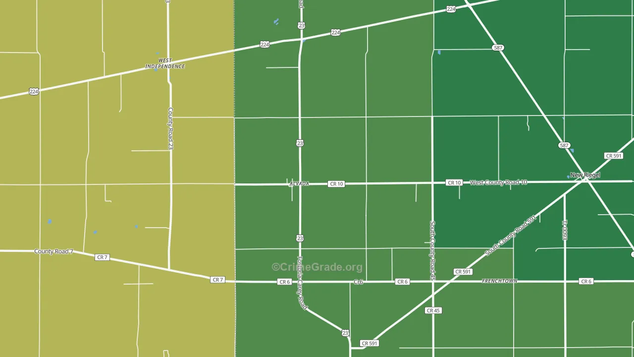 Alvada, OH Map of Drug-Related Crime Rates