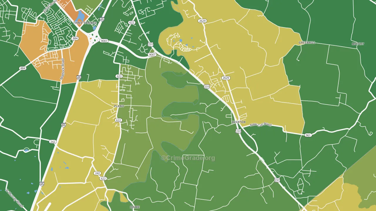 Alvaton, KY Map of Drug-Related Crime Rates
