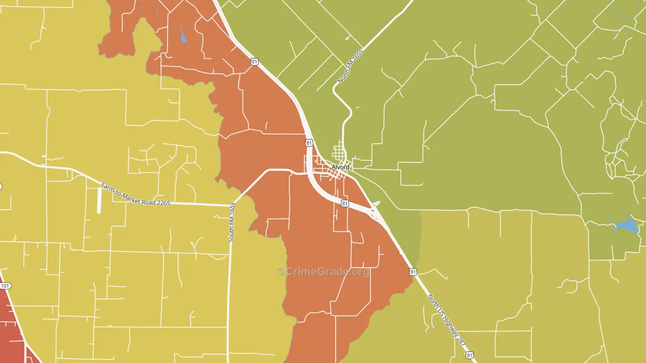 Alvord, TX Map of Drug-Related Crime Rates
