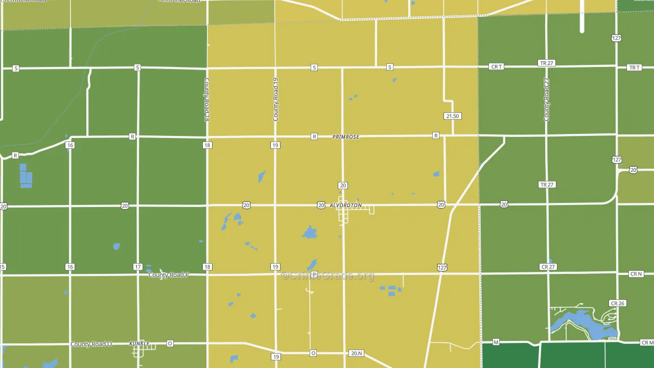 Alvordton, OH Map of Drug-Related Crime Rates