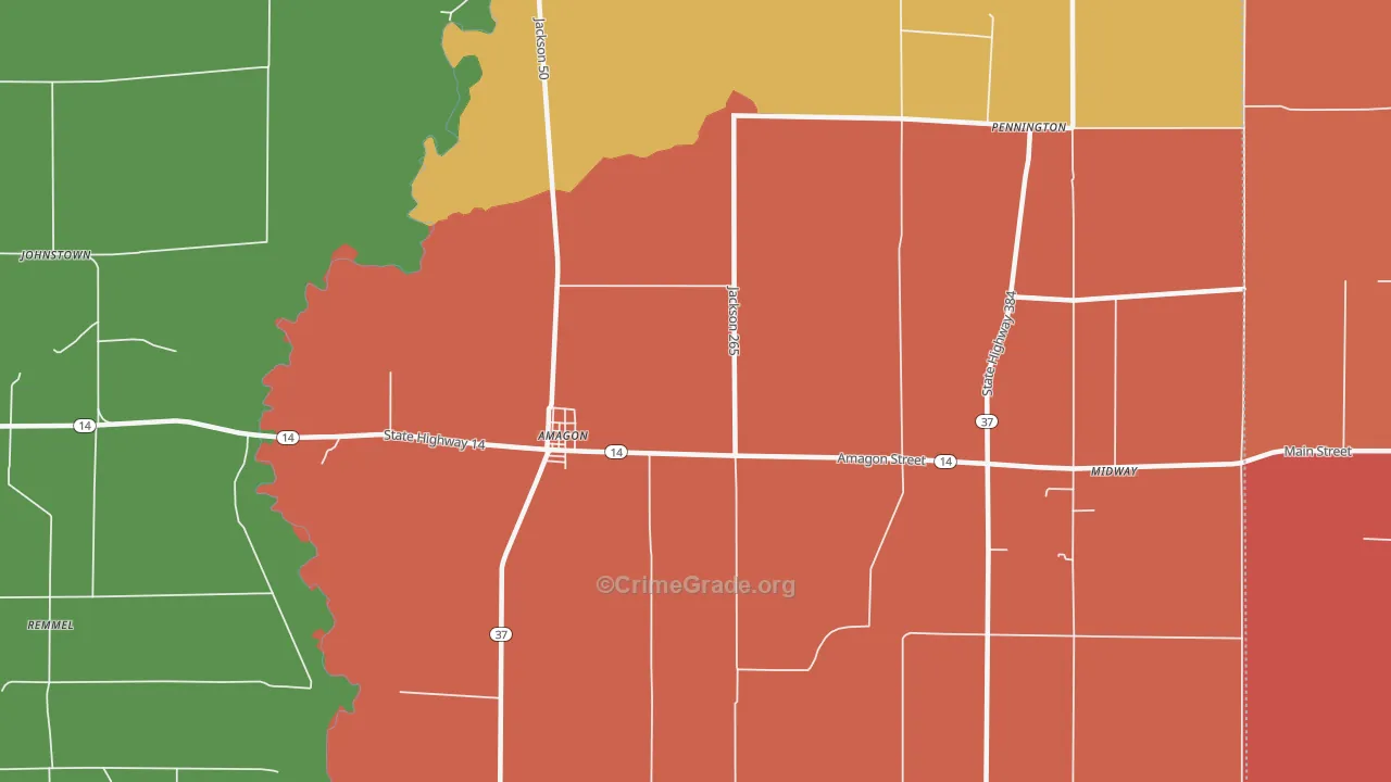 Amagon, AR Map of Drug-Related Crime Rates