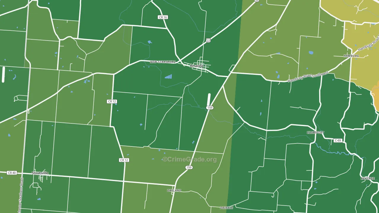 Amanda, OH Map of Drug-Related Crime Rates