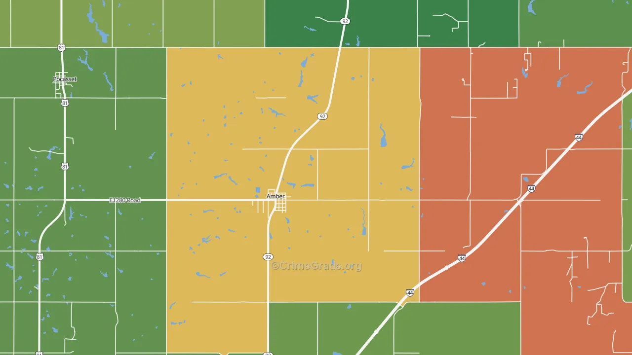 Amber, OK Map of Drug-Related Crime Rates