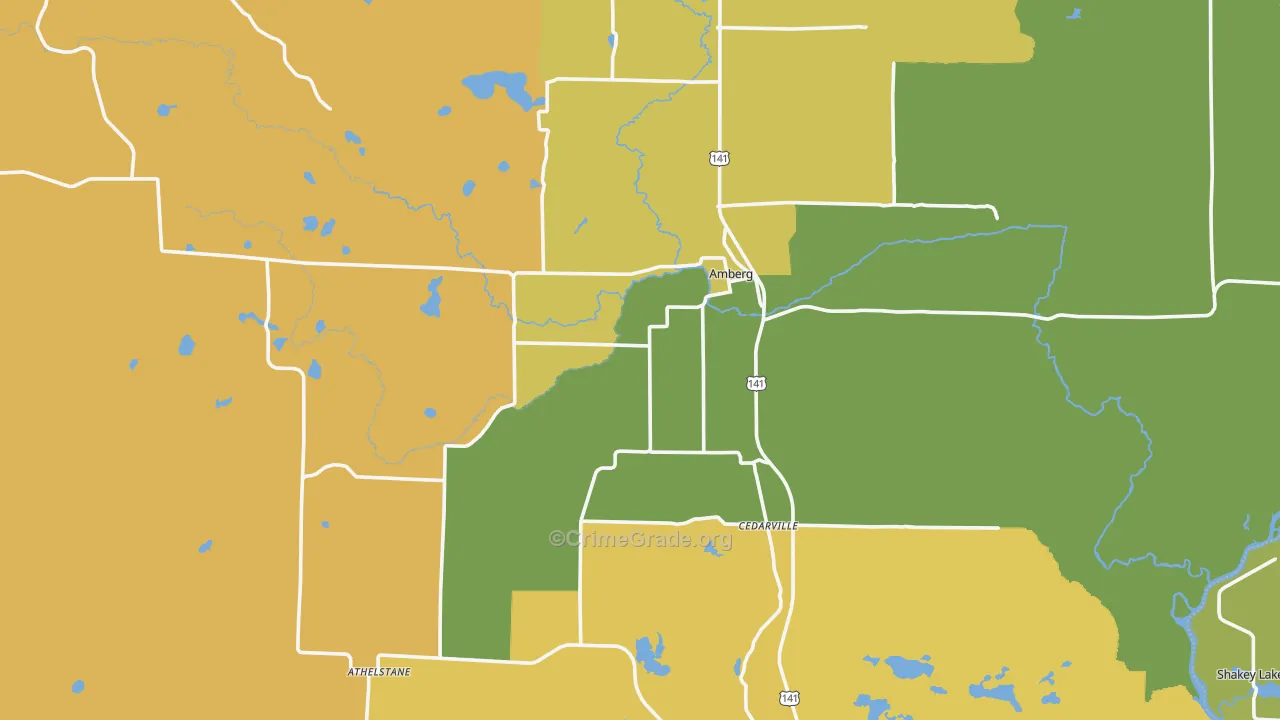 Amberg, WI Map of Drug-Related Crime Rates