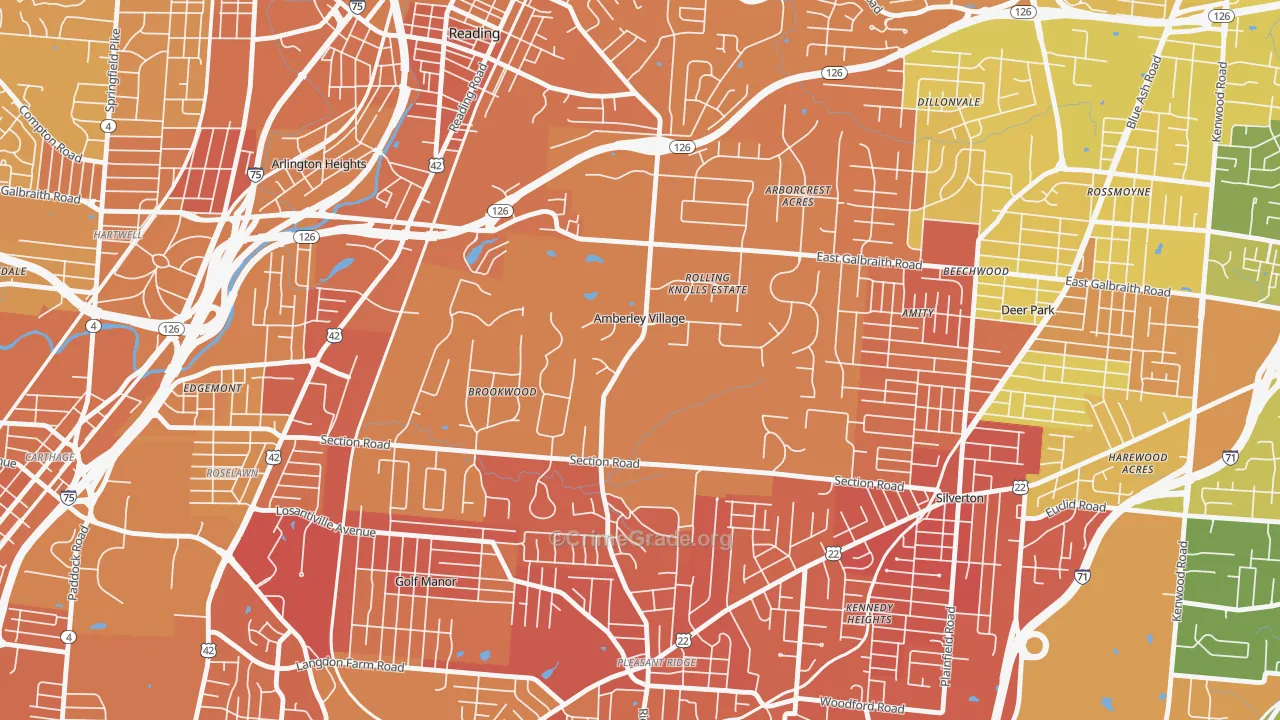 Amberley, OH Map of Drug-Related Crime Rates