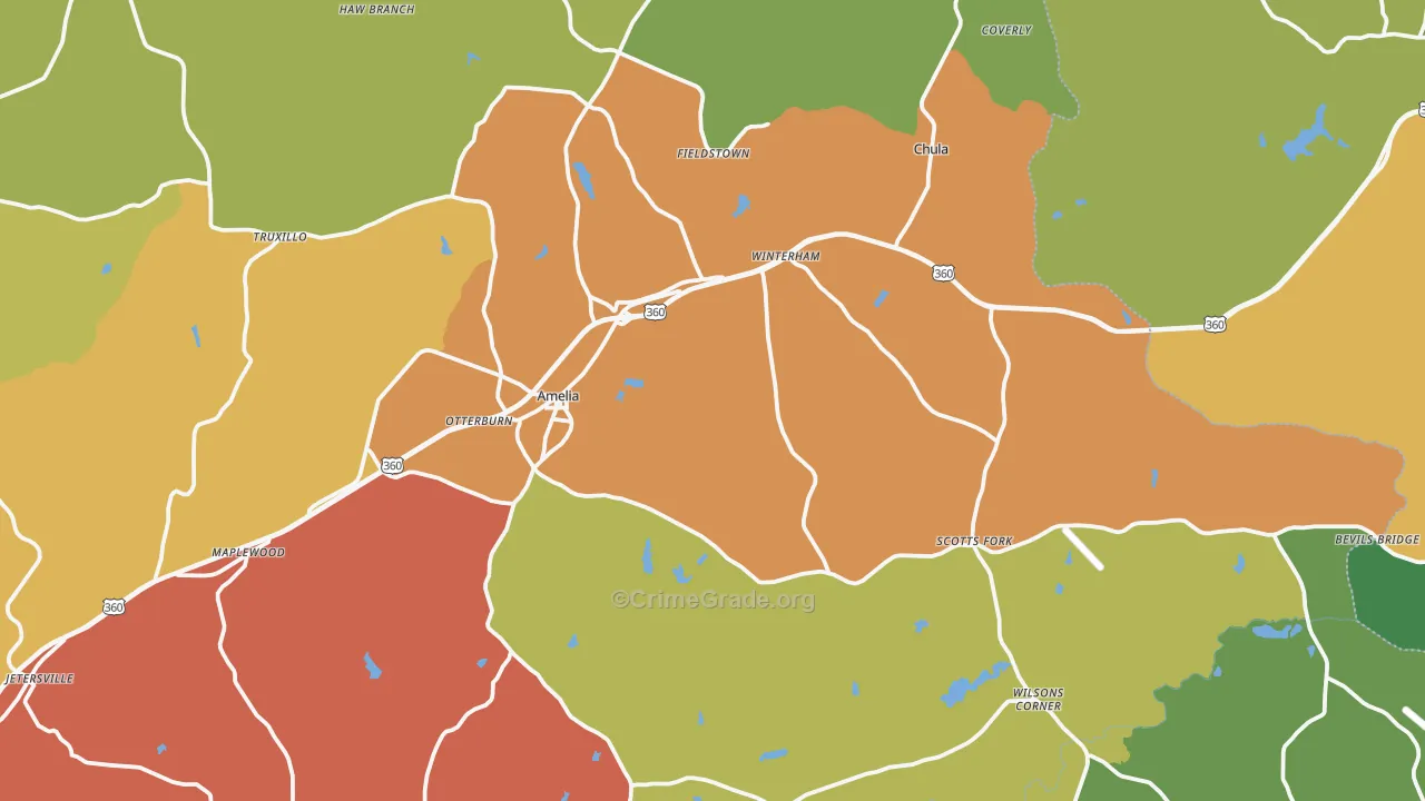 Amelia Court House, VA Map of Drug-Related Crime Rates