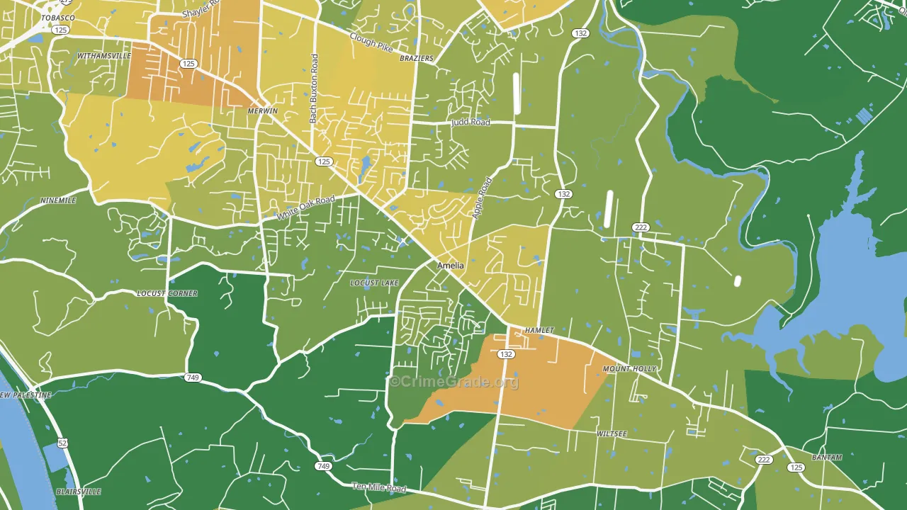 Amelia, OH Map of Drug-Related Crime Rates