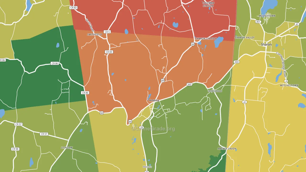 Amenia, NY Map of Drug-Related Crime Rates