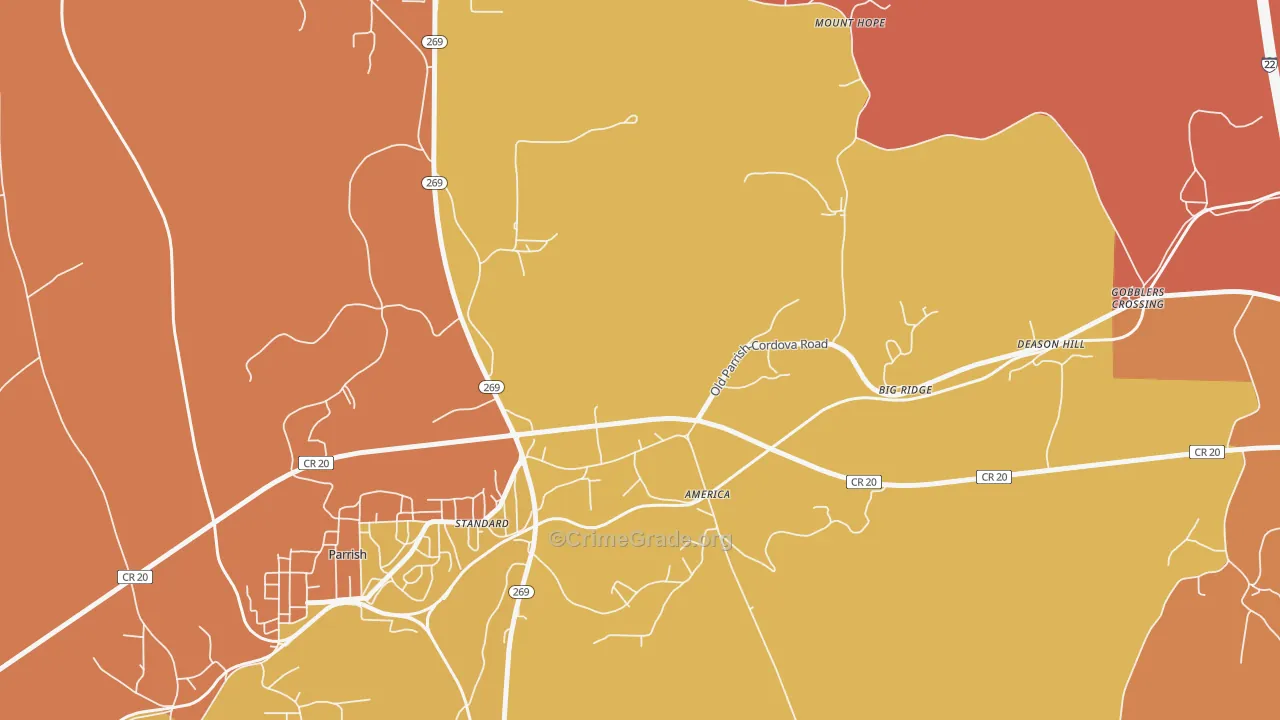 America, AL Map of Drug-Related Crime Rates