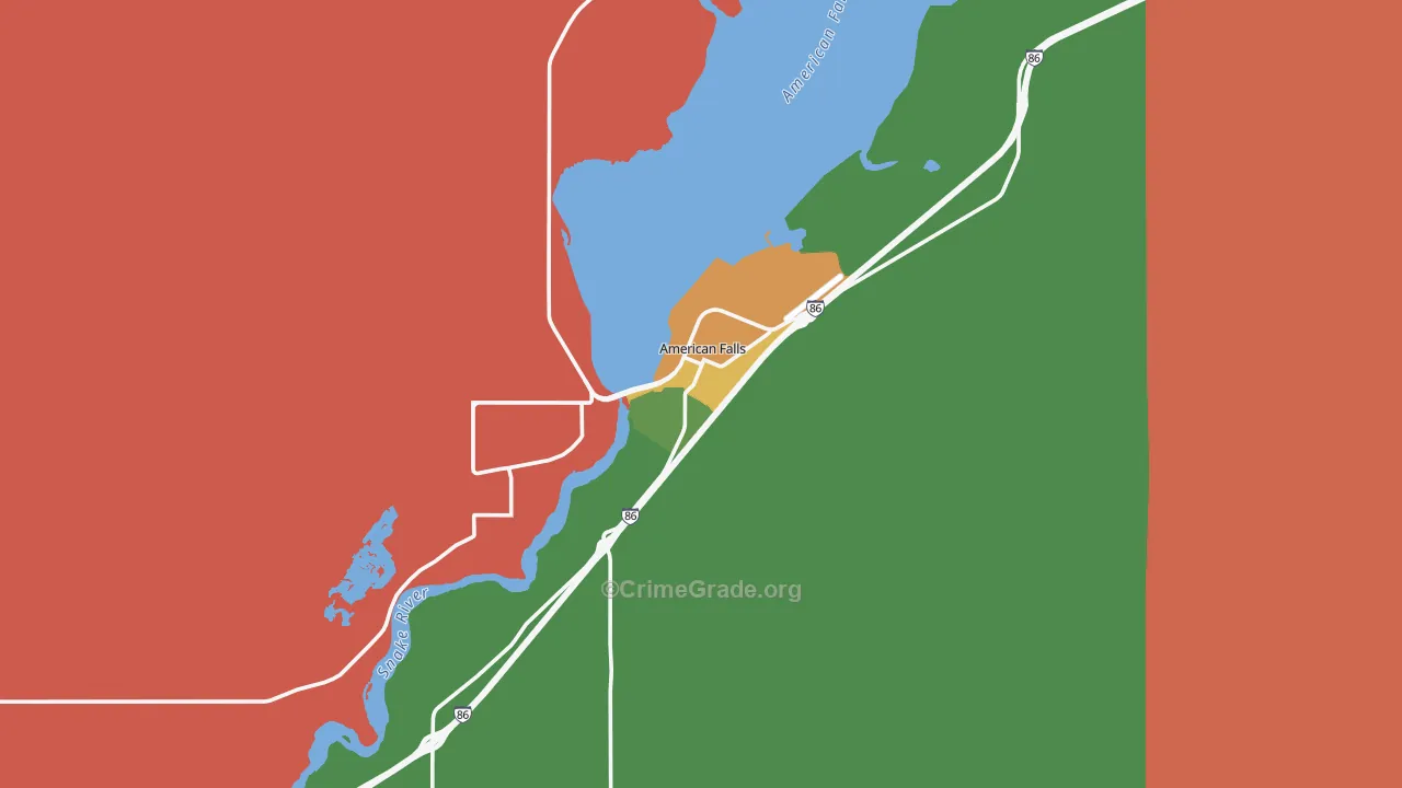 American Falls, ID Map of Drug-Related Crime Rates
