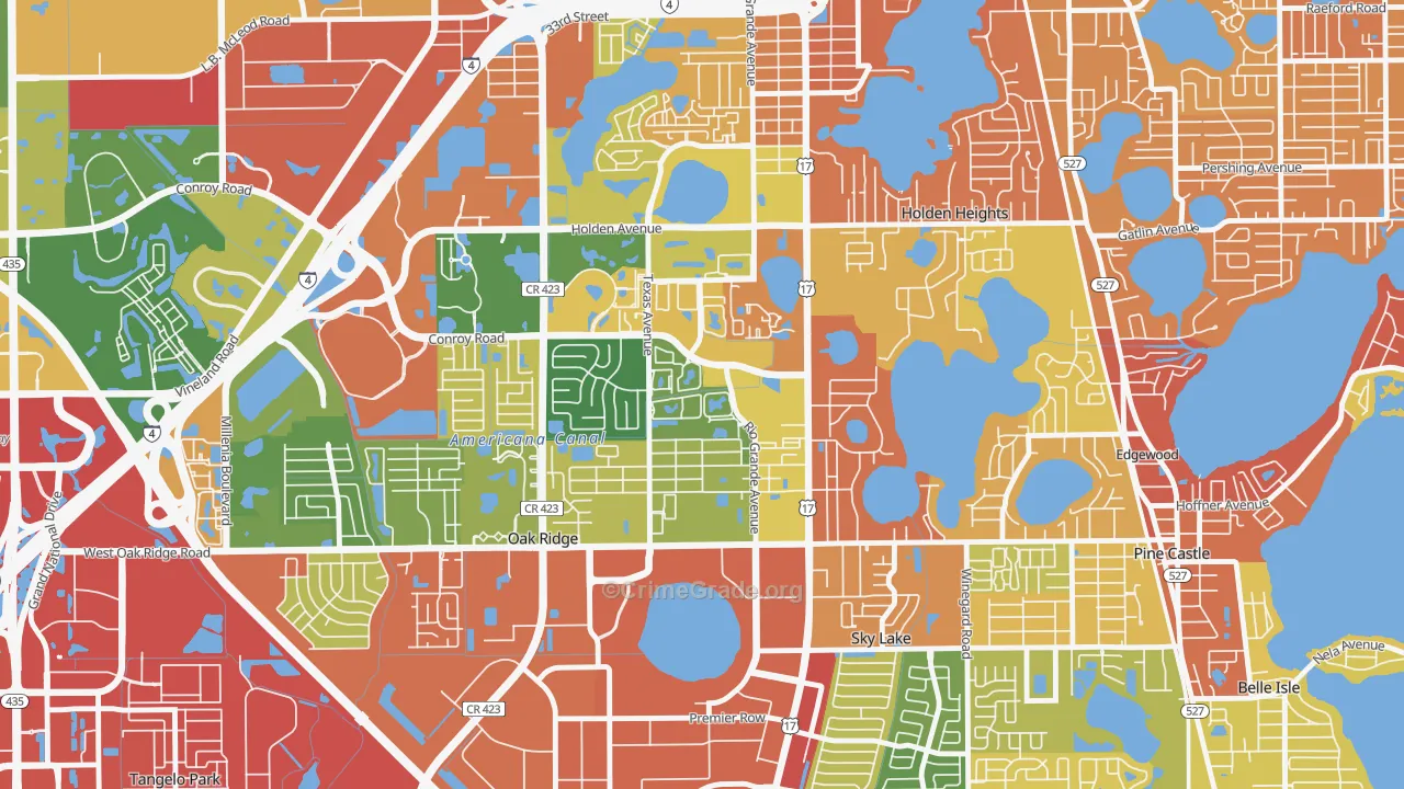 Americana, Oak Ridge, FL Map of Drug-Related Crime Rates