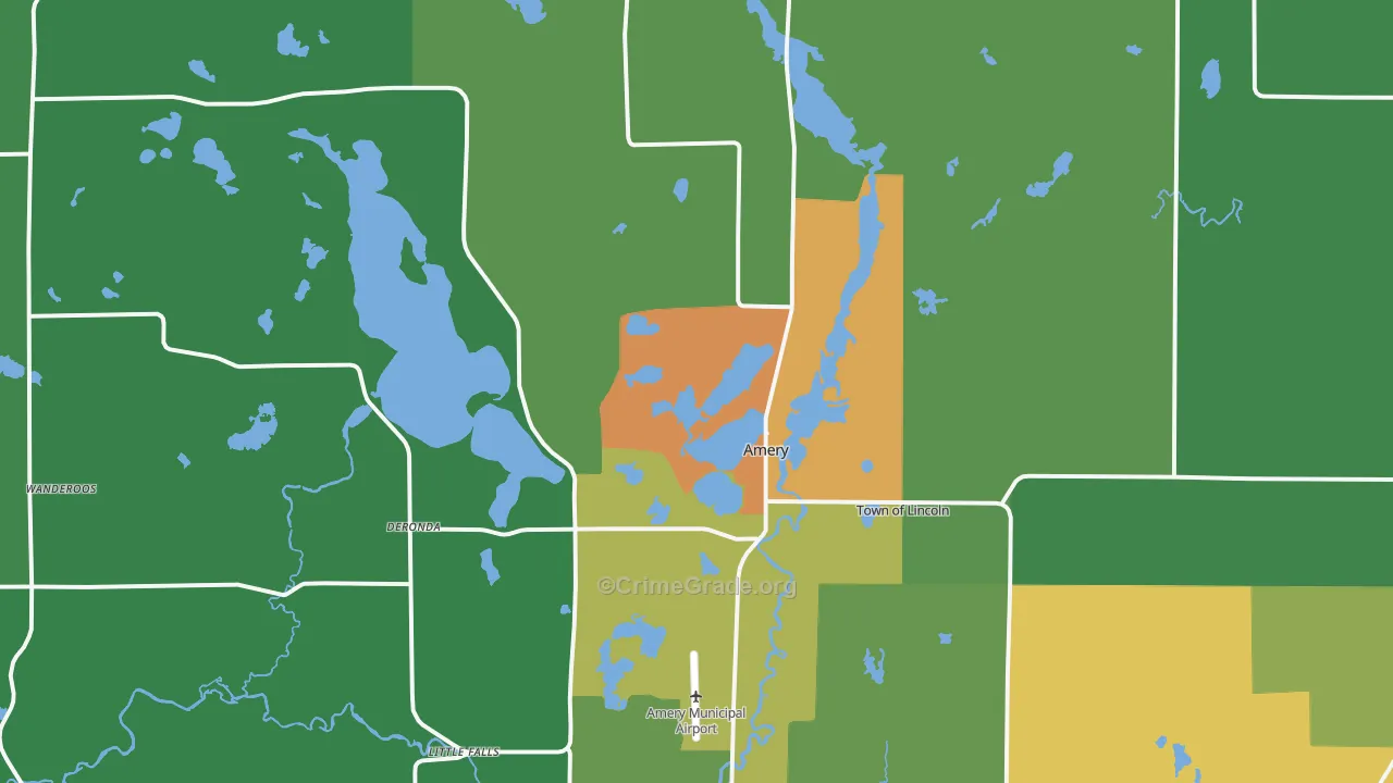 Amery, WI Map of Drug-Related Crime Rates