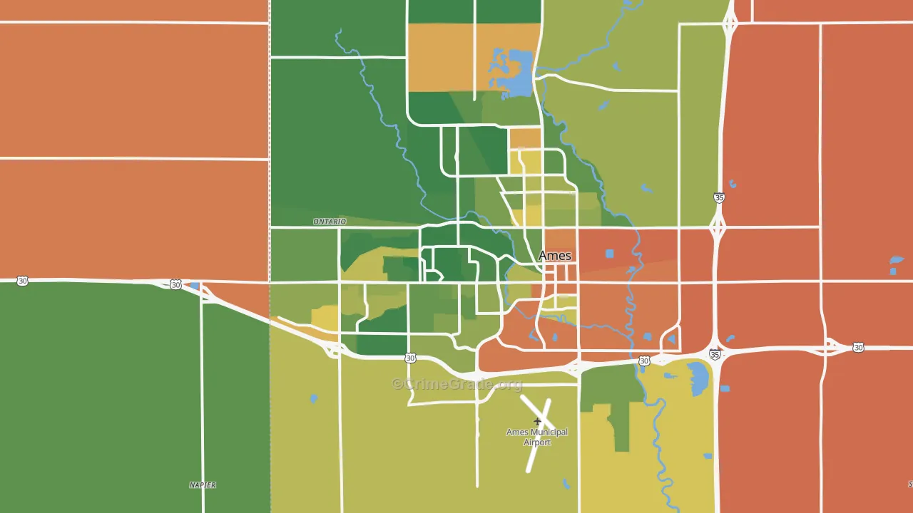 Ames, IA Map of Drug-Related Crime Rates