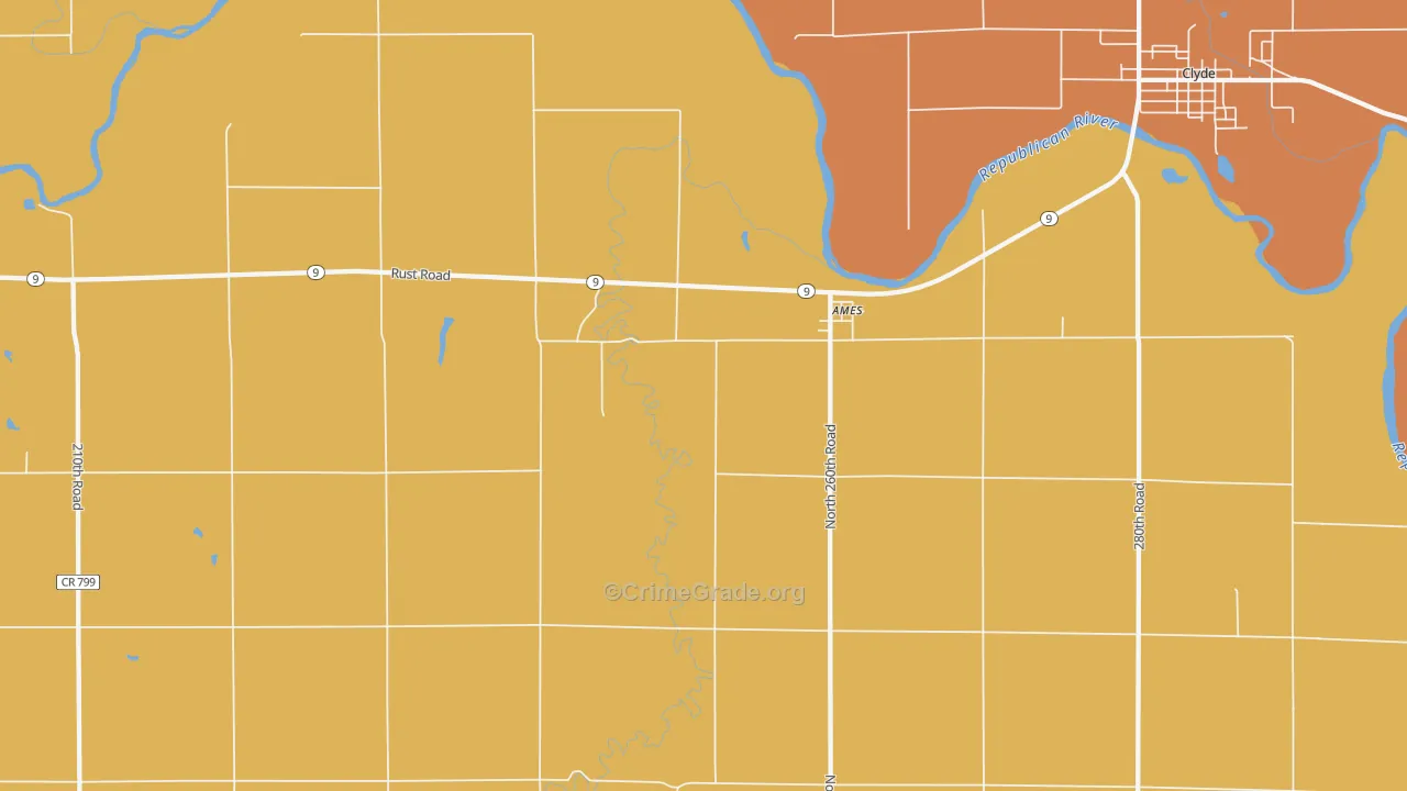Ames, KS Map of Drug-Related Crime Rates