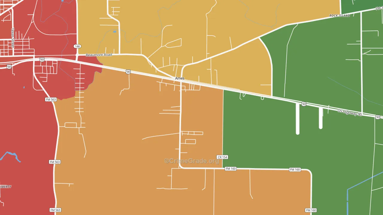 Ames, TX Map of Drug-Related Crime Rates