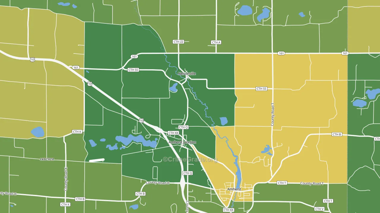 Amherst Junction, WI Map of Drug-Related Crime Rates