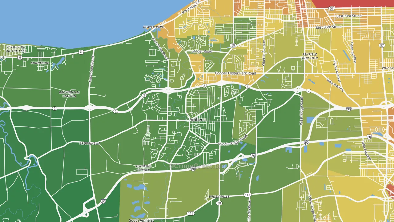 Amherst, OH Map of Drug-Related Crime Rates