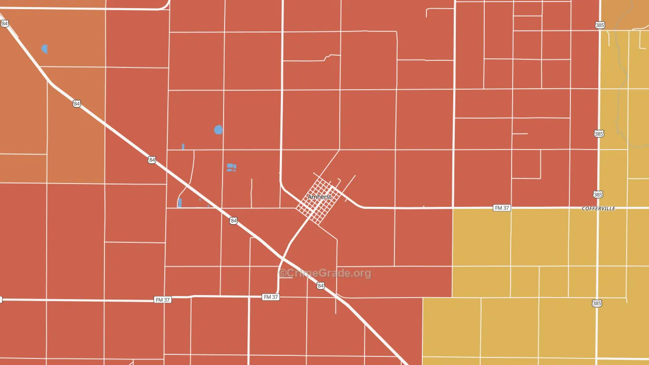 Amherst, TX Map of Drug-Related Crime Rates