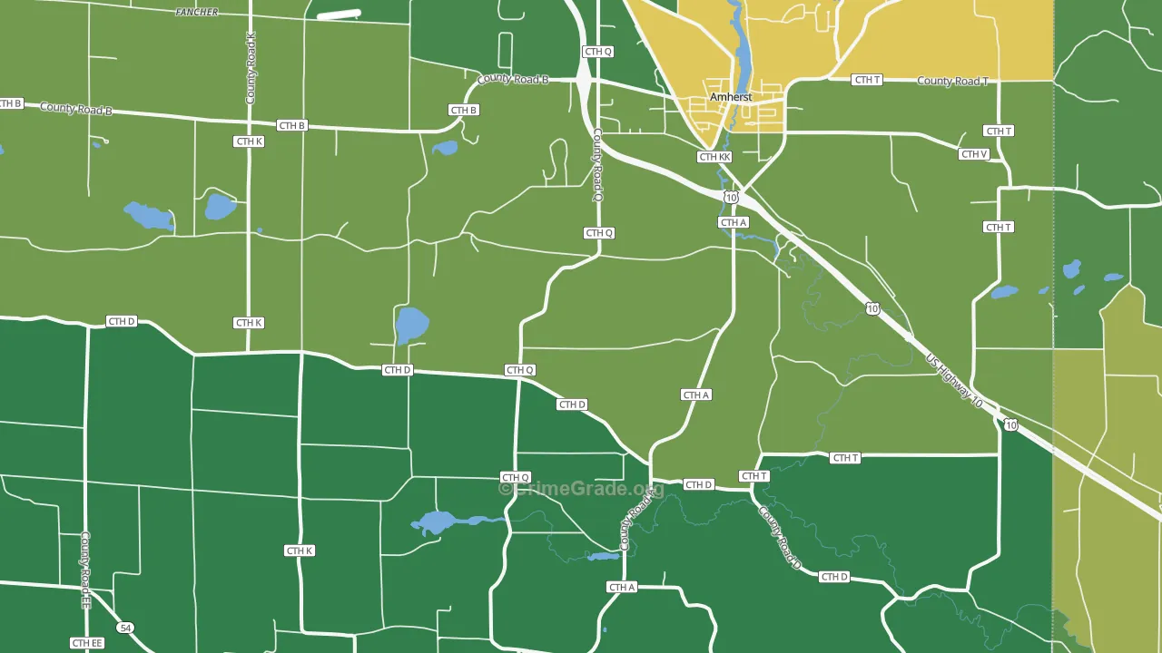 Amherst, WI Map of Drug-Related Crime Rates