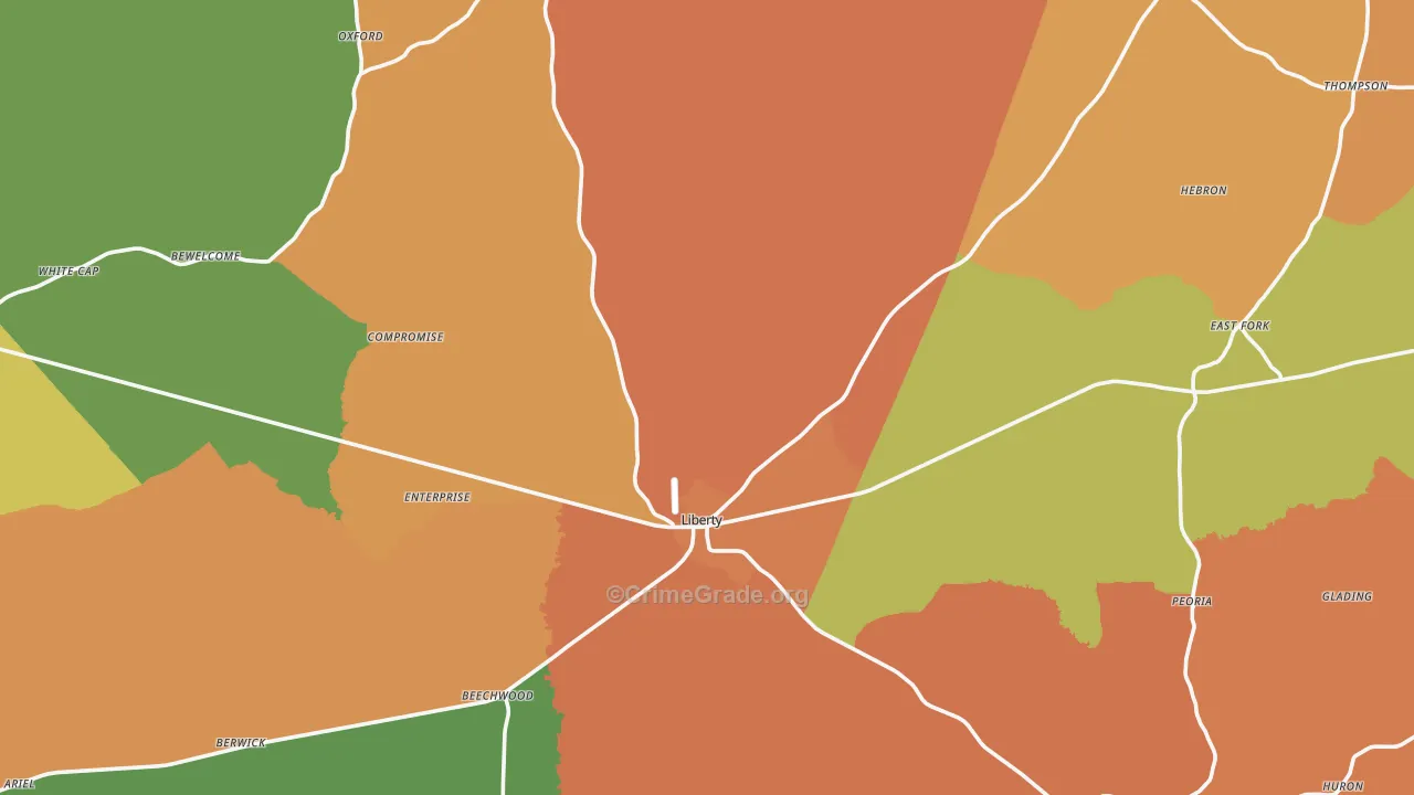 Amite County, MS Map of Drug-Related Crime Rates