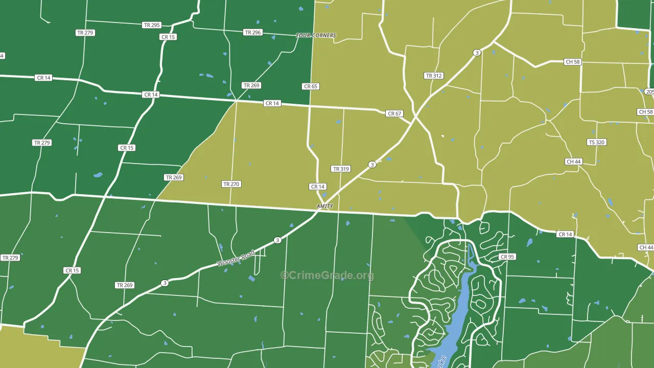 Amity, OH Map of Drug-Related Crime Rates