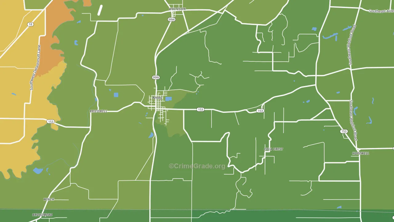 Amity, OR Map of Drug-Related Crime Rates