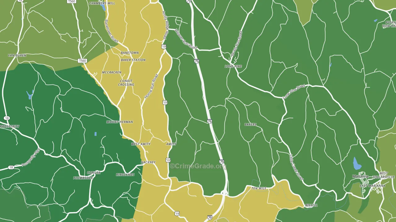 Amity, PA Map of Drug-Related Crime Rates