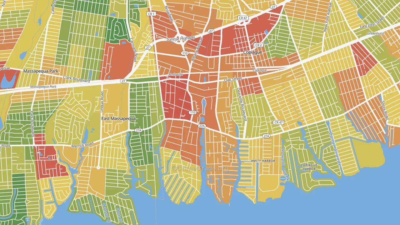 Amityville, NY Map of Drug-Related Crime Rates