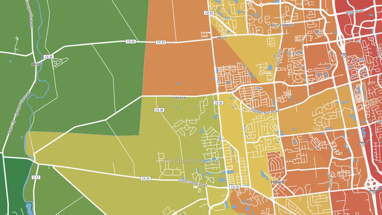 Amlin, OH Map of Drug-Related Crime Rates