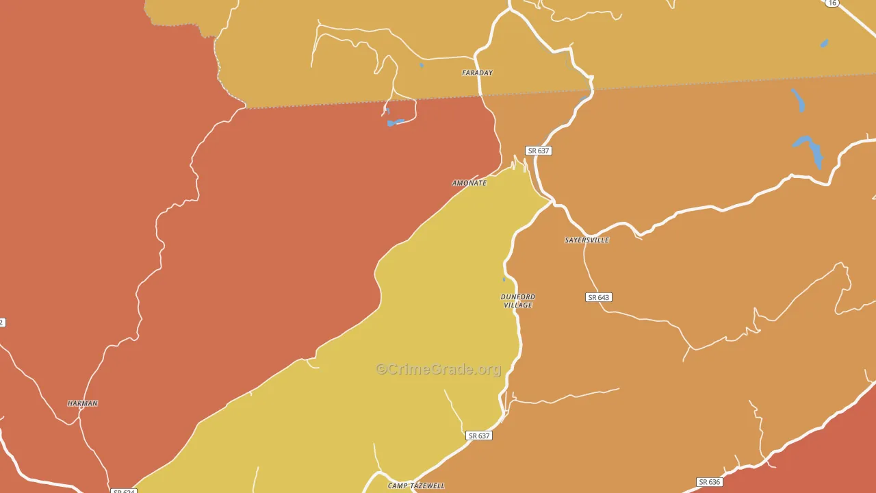 Amonate, VA Map of Drug-Related Crime Rates