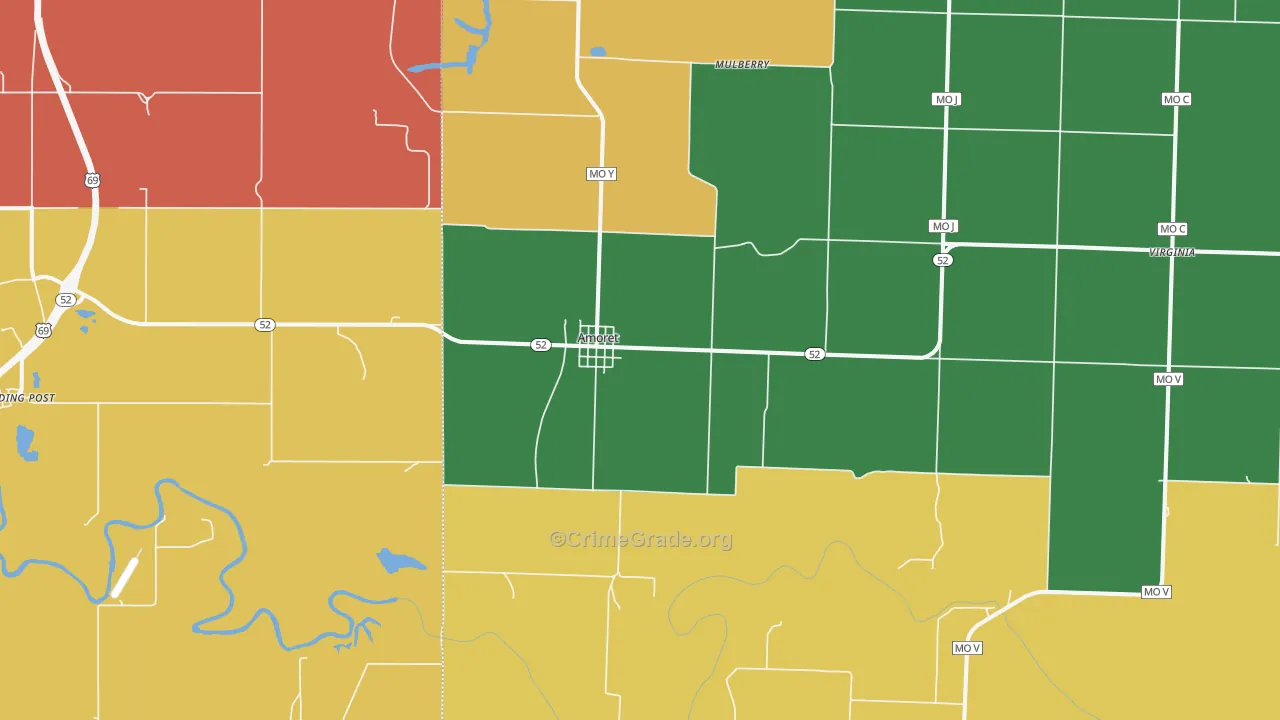 Amoret, MO Map of Drug-Related Crime Rates