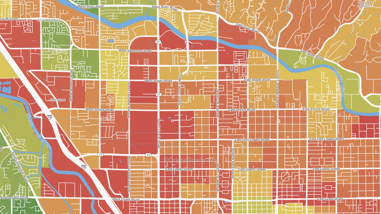 Amphi, Tucson, AZ Map of Drug-Related Crime Rates