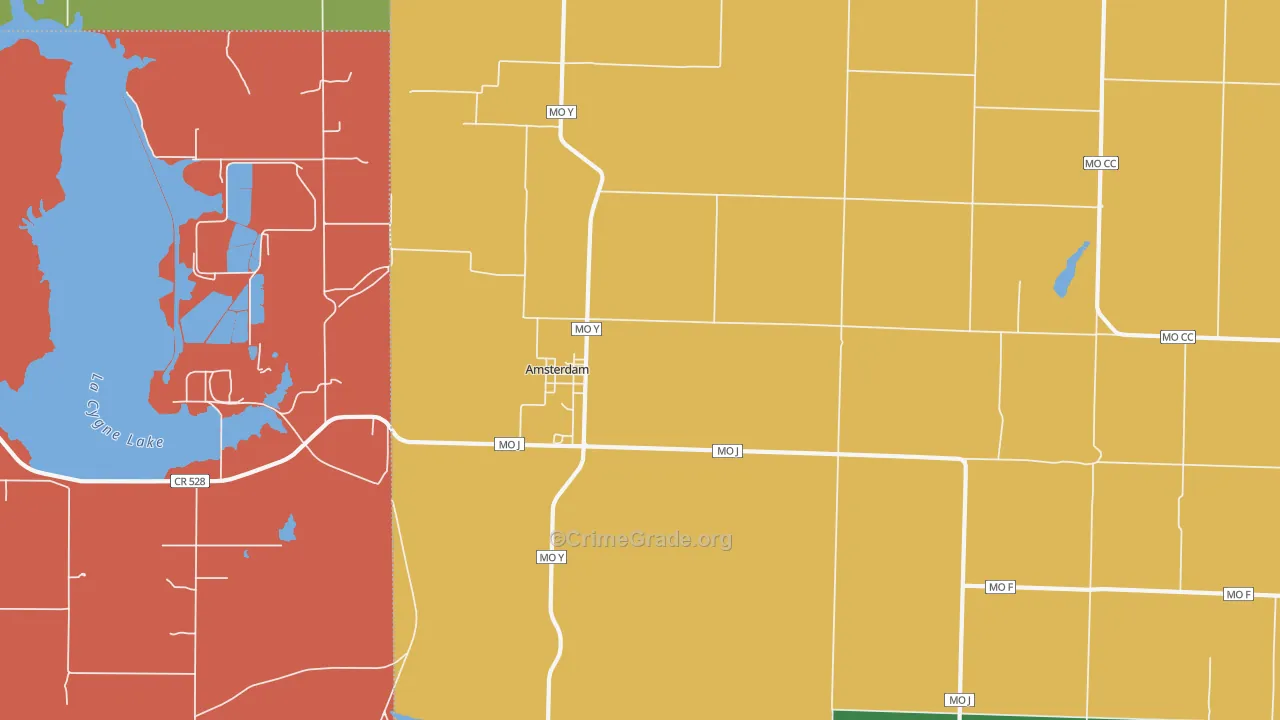 Amsterdam, MO Map of Drug-Related Crime Rates