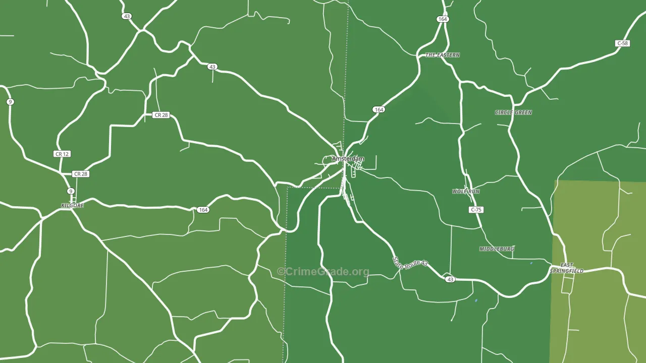 Amsterdam, OH Map of Drug-Related Crime Rates