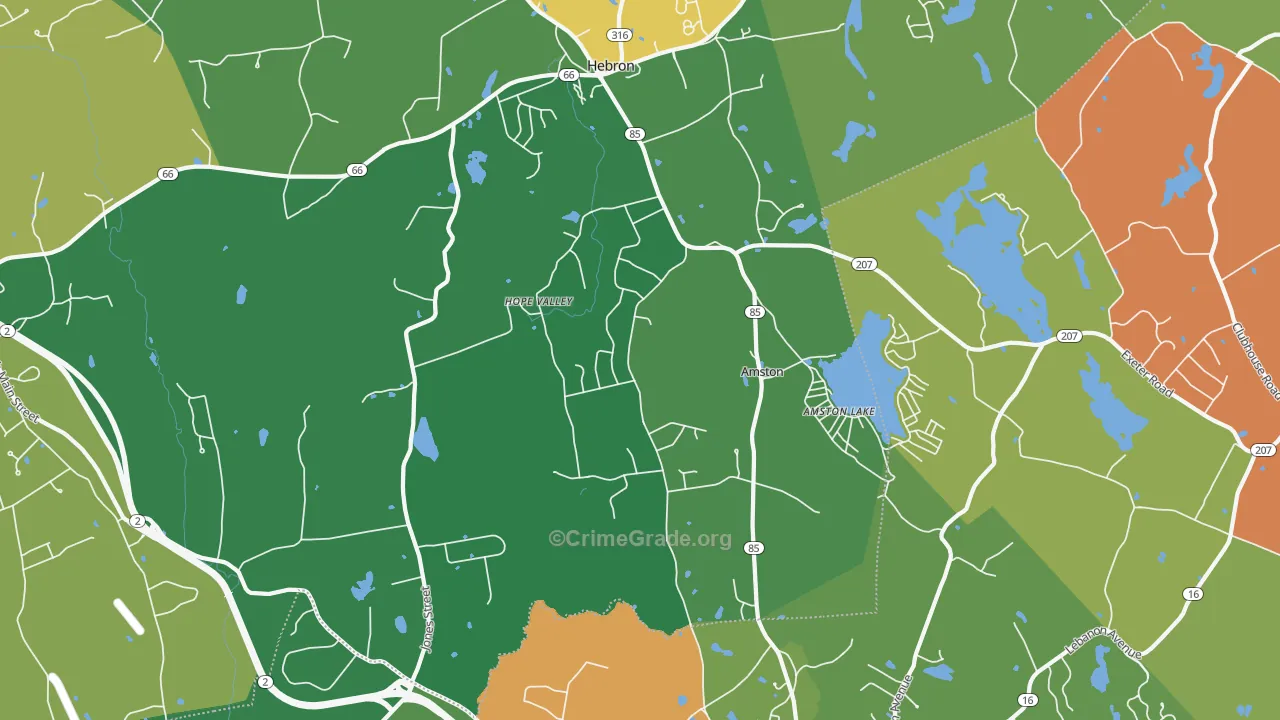 Amston, CT Map of Drug-Related Crime Rates