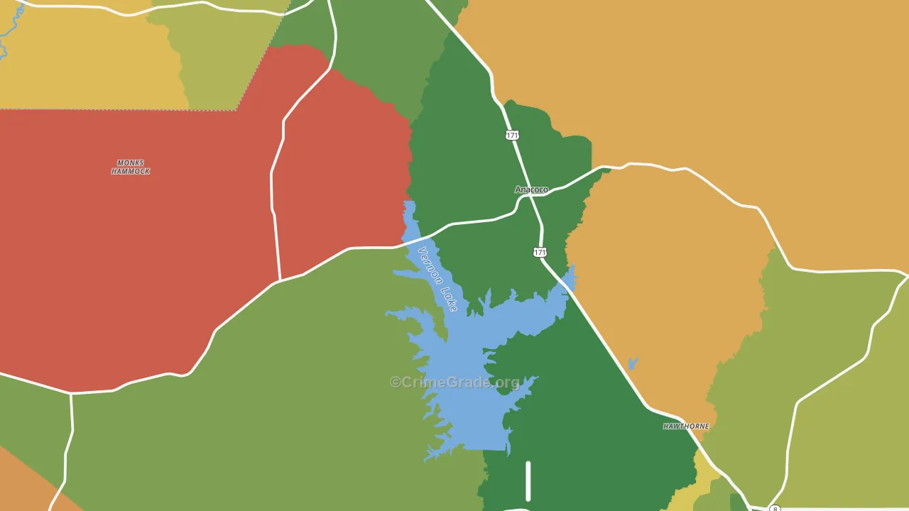 Anacoco, LA Map of Drug-Related Crime Rates