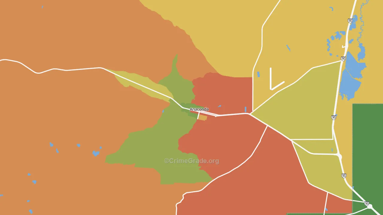 Anaconda, MT Map of Drug-Related Crime Rates