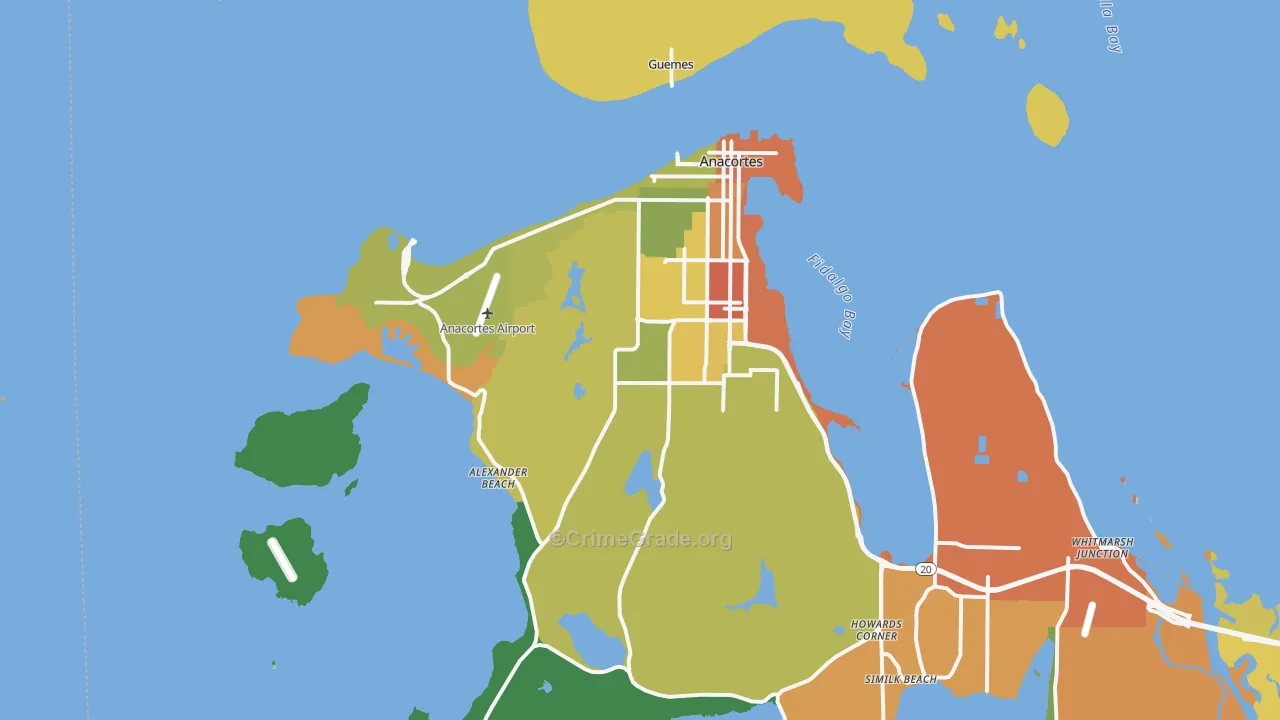 Anacortes, WA Map of Drug-Related Crime Rates