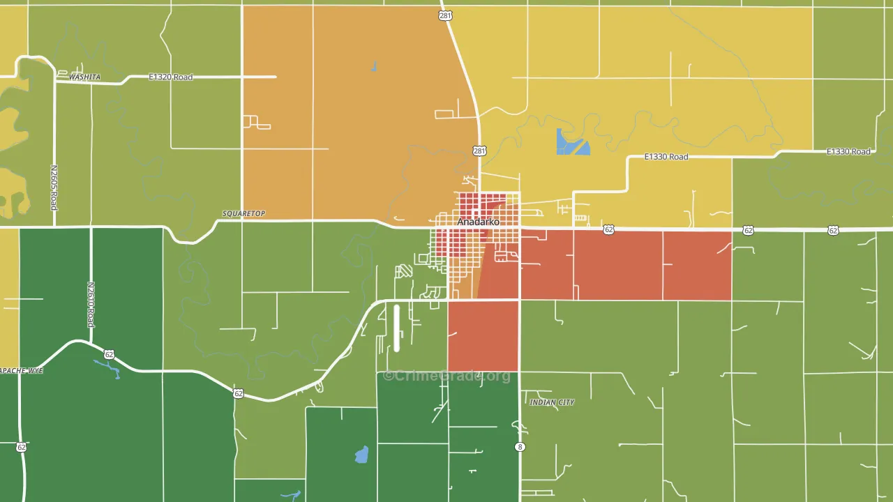 Anadarko, OK Map of Drug-Related Crime Rates