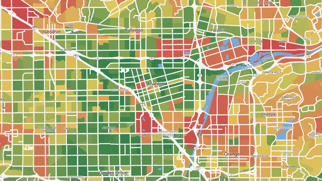 Anaheim, CA Map of Drug-Related Crime Rates