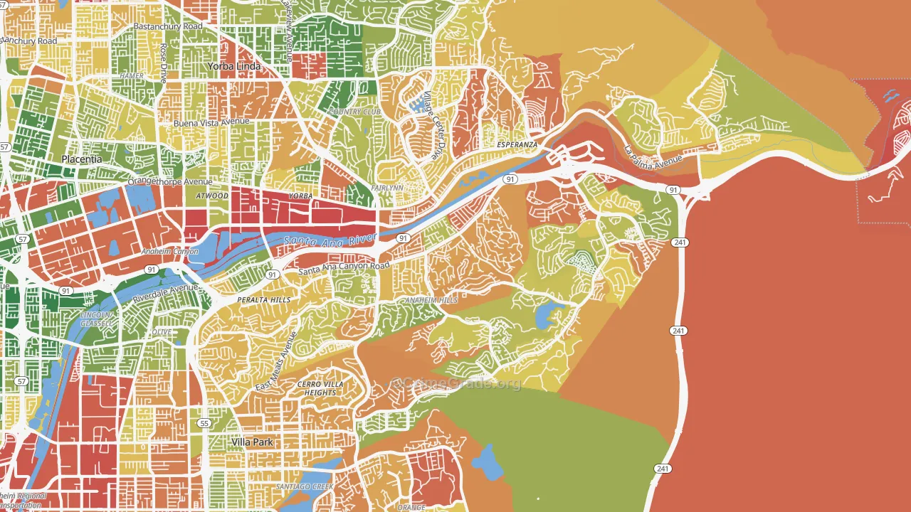 Anaheim Hills, Anaheim, CA Map of Drug-Related Crime Rates