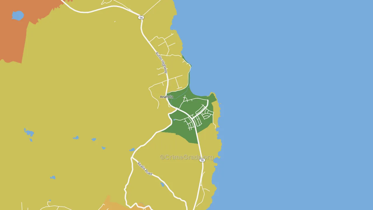 Anahola, HI Map of Drug-Related Crime Rates